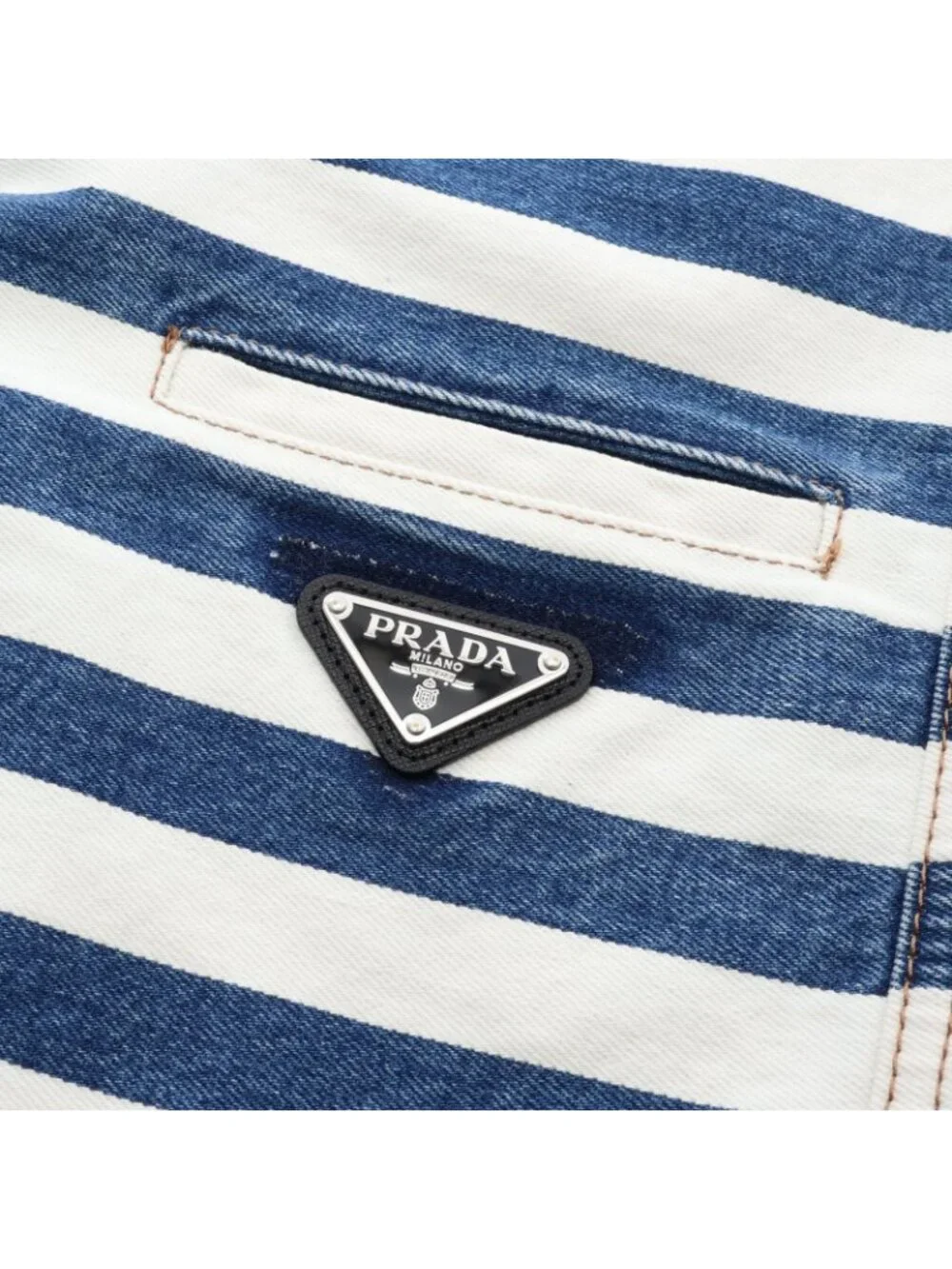 Prada Skirt Triangle Plate Border Cotton Denim